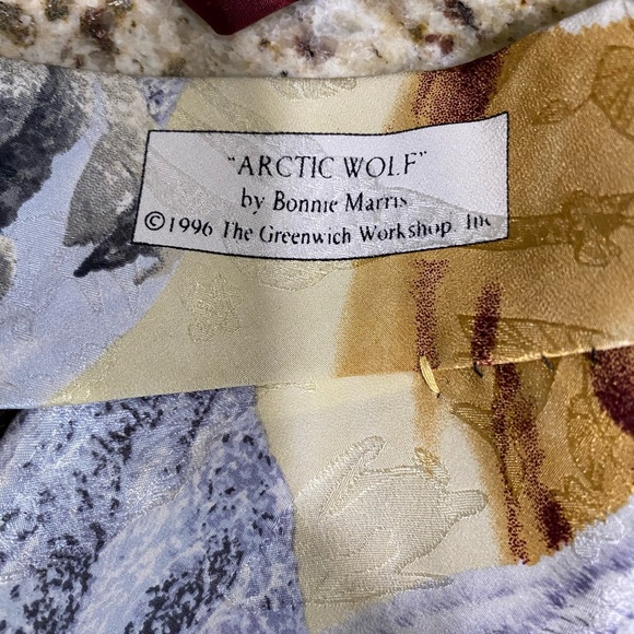 Vintage 1996 Endangered Species Arctic Wolf Silk Necktie Tie - Picture 10 of 11